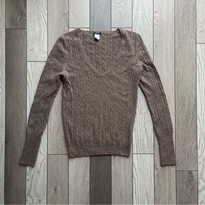J.Crew Brown cable knit V-Neck women’s Sweater